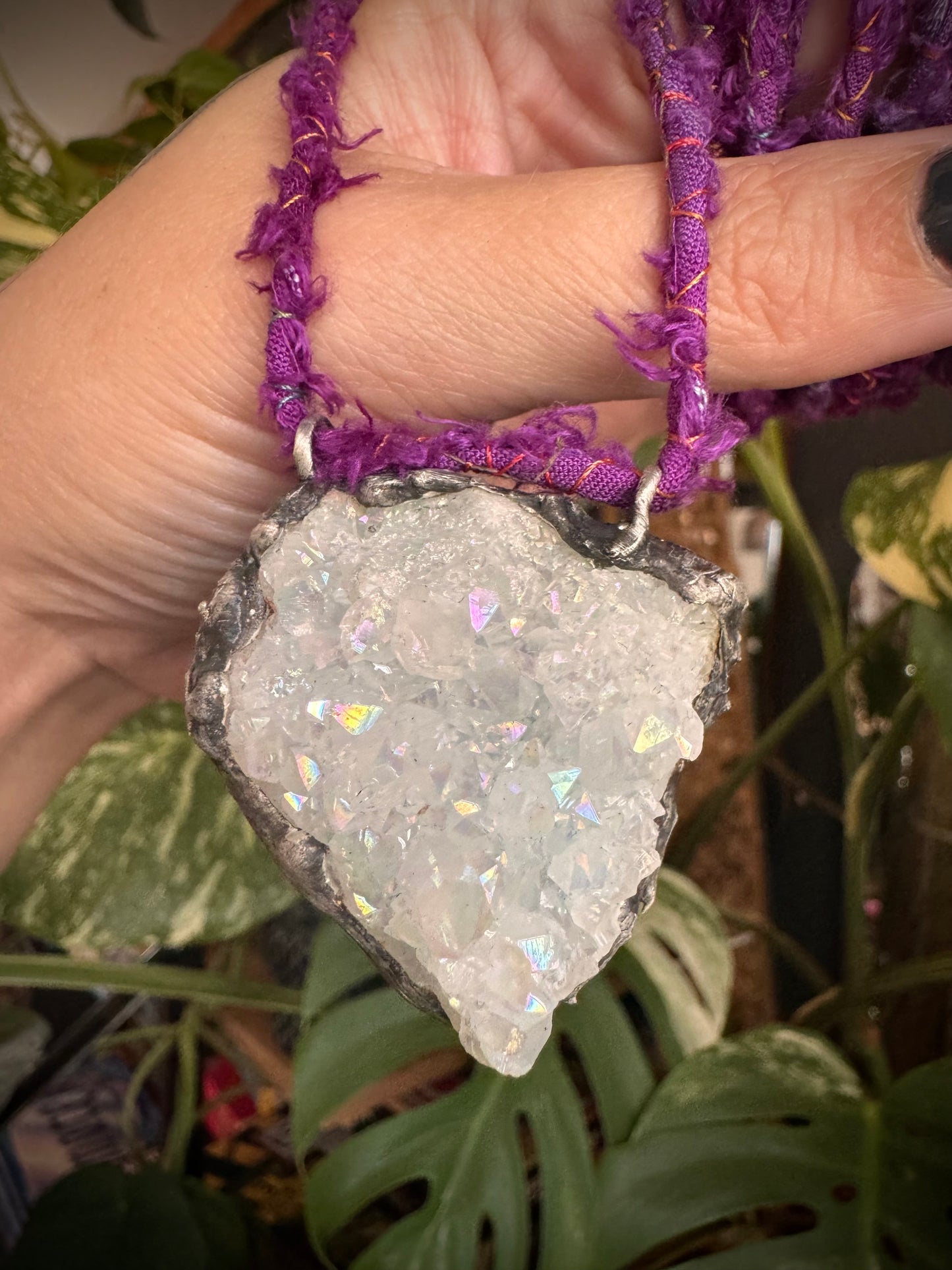 Aura Quartz Cluster Amulet