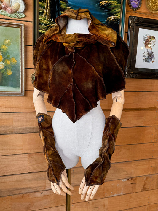Ancient Rust Leafae Poncho Set