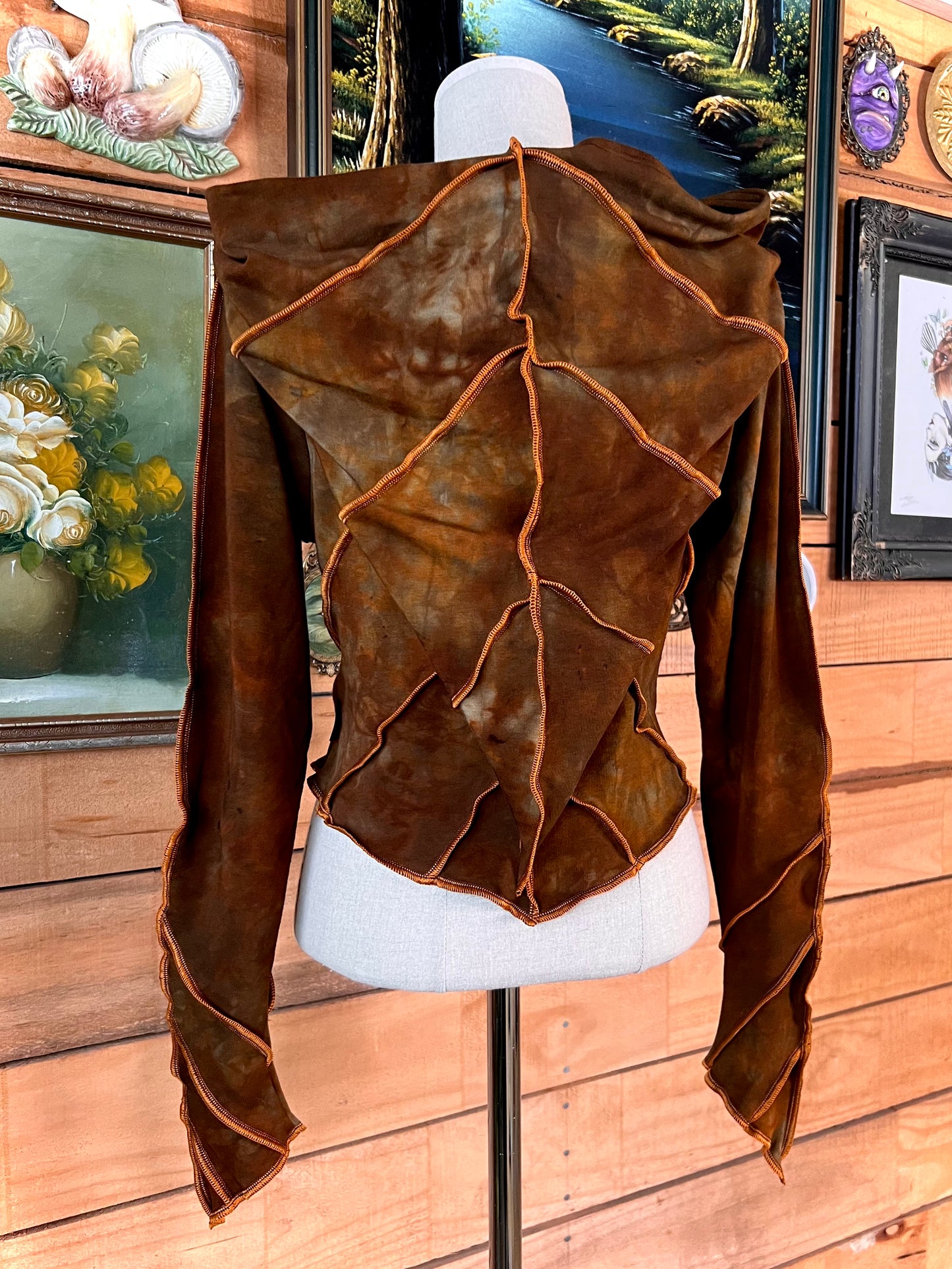 Ancient Rust Leafae Crop Hoodie
