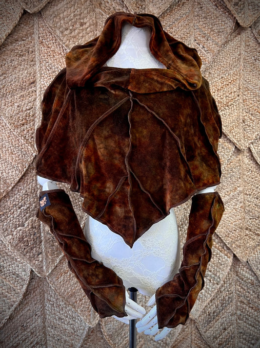 Ancient Rust Leafae Poncho Set