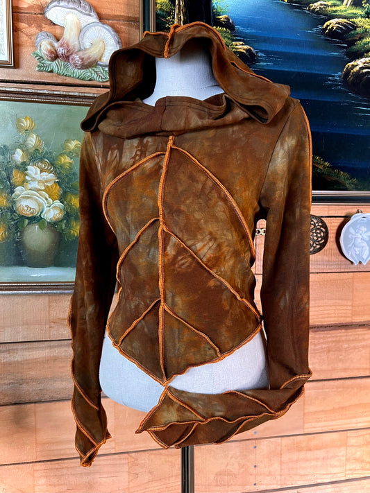 Ancient Rust Leafae Crop Hoodie