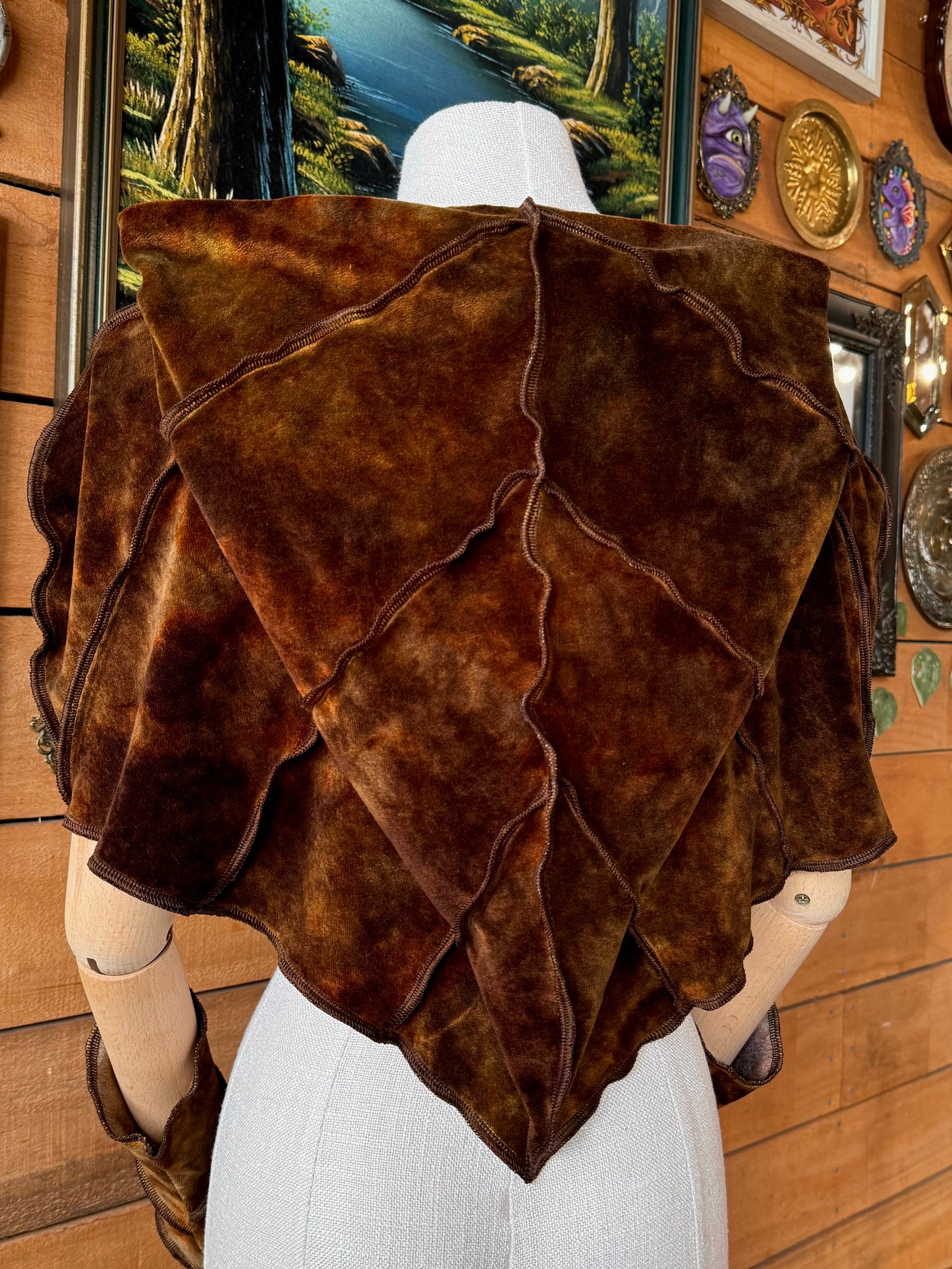 Ancient Rust Leafae Poncho Set